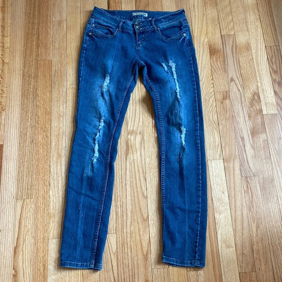 Paris Blue Vintage Double Button Fly Vintage Women's Straight Leg Jeans - Blue - Picture 1 of 10